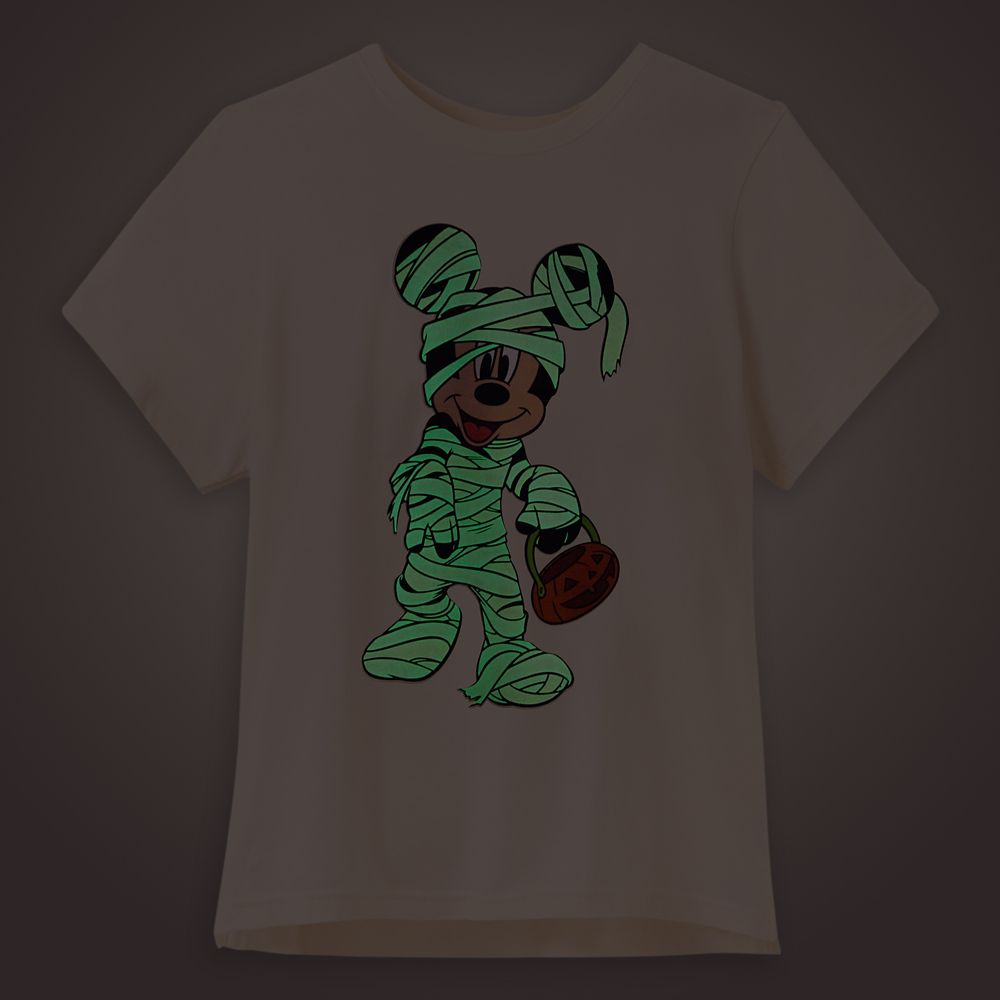 Mickey Mouse Mummy Halloween Glow-in-the-Dark Back to Front T-Shirt for Women