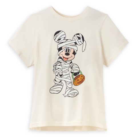 Женские футболки Disney Mickey Mouse Mummy Halloween Glow-in-the-Dark Back to Front T-Shirt for Women