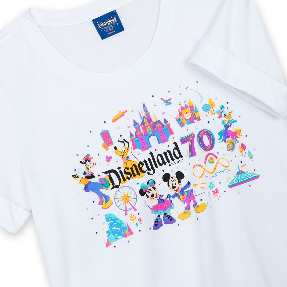 Mickey Mouse and Friends Disneyland 70th Anniversary T-Shirt for Women