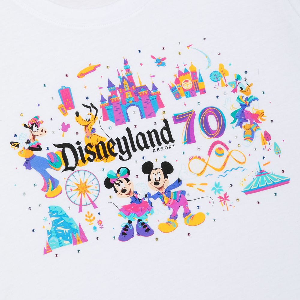 Mickey Mouse and Friends Disneyland 70th Anniversary T-Shirt for Women