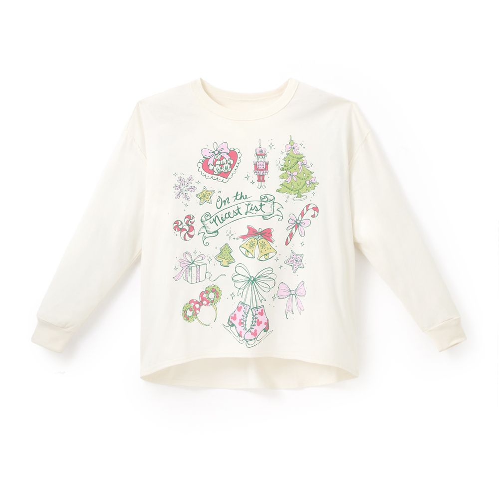 Mickey and Minnie Mouse ''On the Nicest List'' Long Sleeve T-Shirt for Women