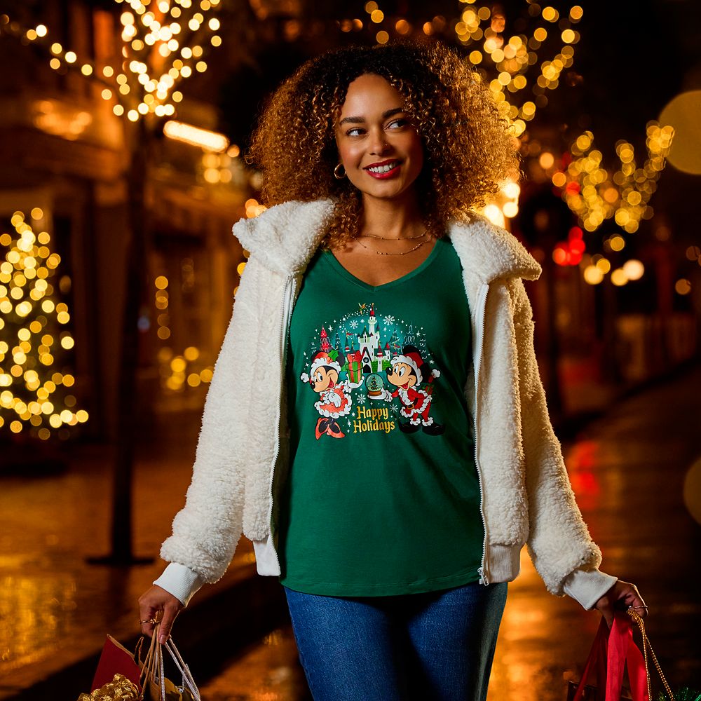 Mickey and Minnie Mouse ''Happy Holidays'' T-Shirt for Women