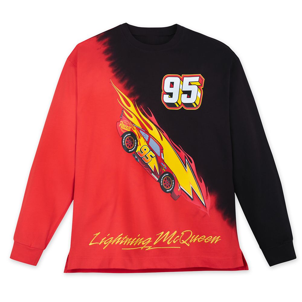 Lightning McQueen Dip-Dye Long Sleeve T-Shirt for Adults – Cars