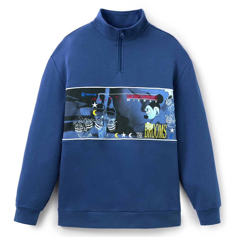 Sorcerer Mickey Mouse 1/4 Zip Fleece Pullover for Men  Fantasia 85th Anniversary Official shopDisney