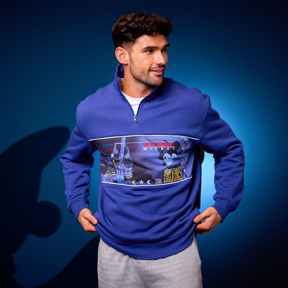 Sorcerer Mickey Mouse 1/4 Zip Fleece Pullover for Men &ndash; Fantasia 85th Anniversary