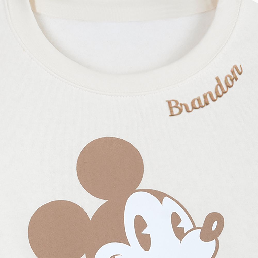Mickey Mouse Signature Pullover Sweatshirt for Adults &ndash; Beige &ndash; Personalized &ndash; Exclusive
