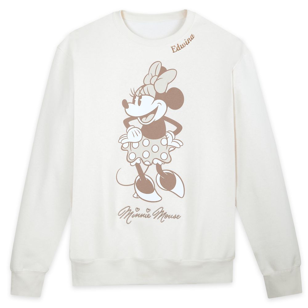 Minnie Mouse Signature Pullover Sweatshirt for Adults Beige Exclusive Official shopDisney