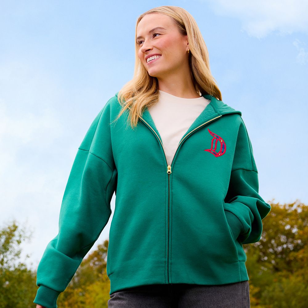 Disneyland Logo Zip Hoodie for Adults &ndash; Green with Plaid