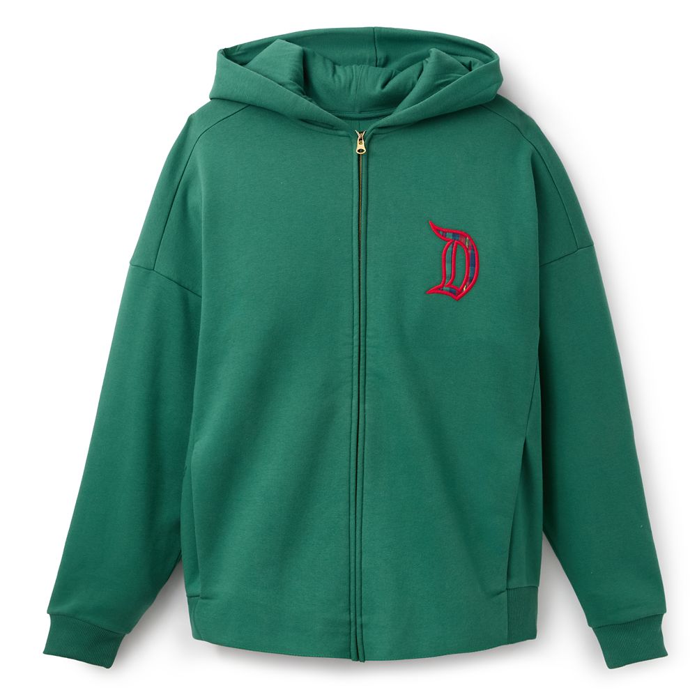 Disneyland Logo Zip Hoodie for Adults &ndash; Green with Plaid