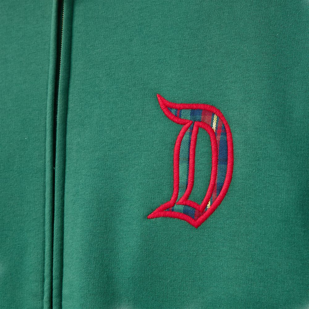 Disneyland Logo Zip Hoodie for Adults &ndash; Green with Plaid