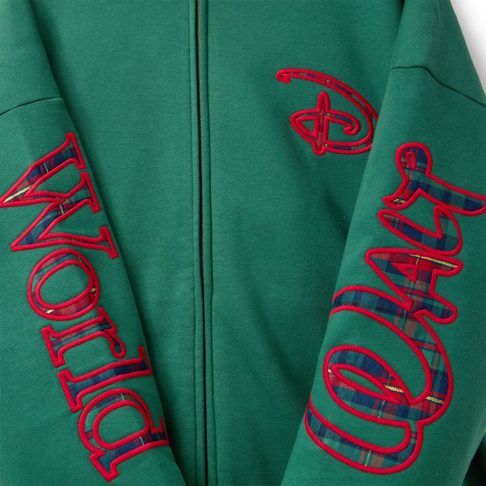 Walt Disney World Logo Zip Hoodie for Adults &ndash; Green with Plaid
