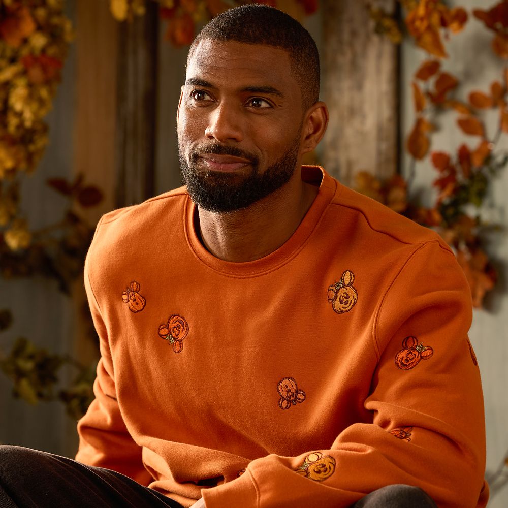 Mickey and Minnie Mouse Jack-o'-Lantern Pullover Sweatshirt for Adults