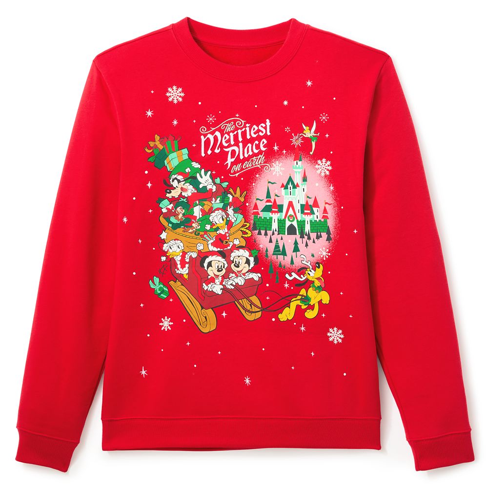 Mickey Mouse and Friends The Merriest Place on Earth Pullover Sweatshirt for Adults Official shopDisney