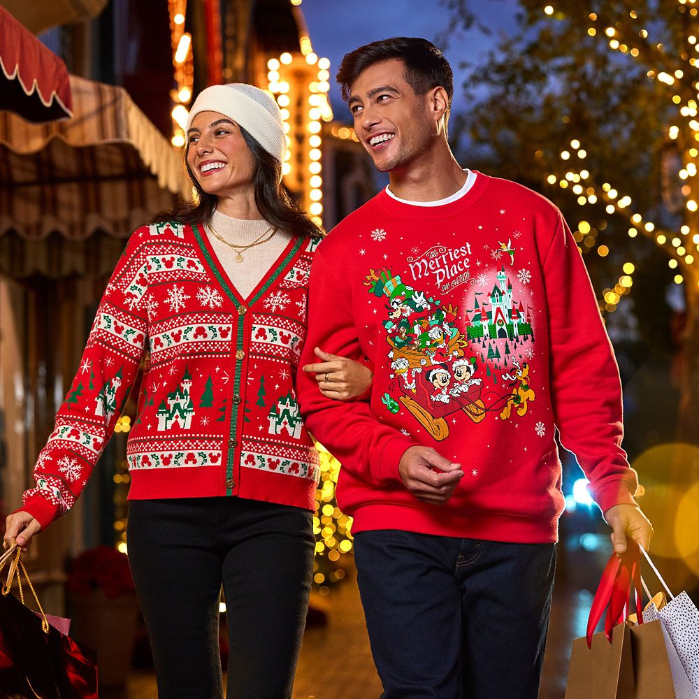 Mickey Mouse and Friends ''The Merriest Place on Earth'' Pullover Sweatshirt for Adults