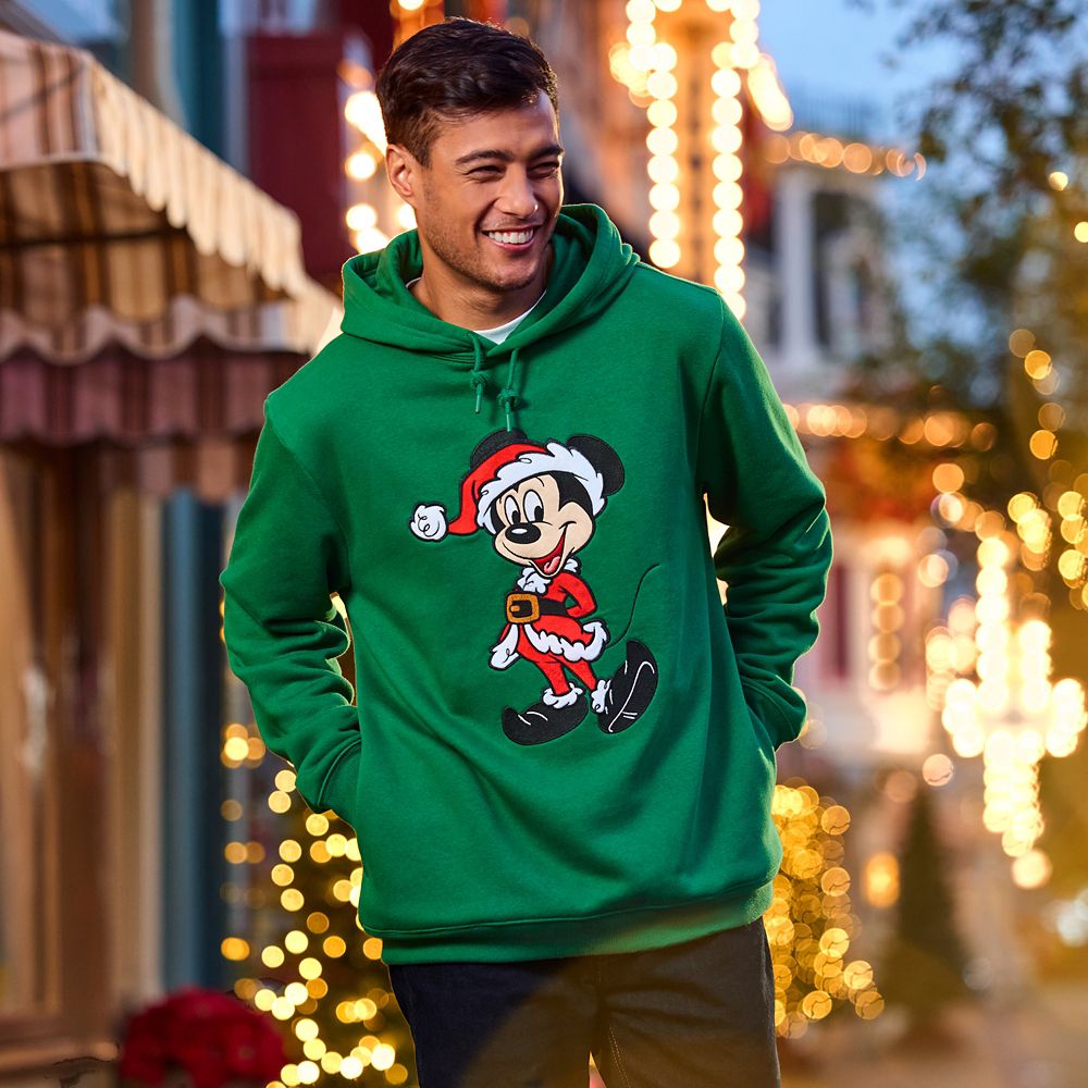Santa Mickey Mouse Pullover Hoodie for Adults