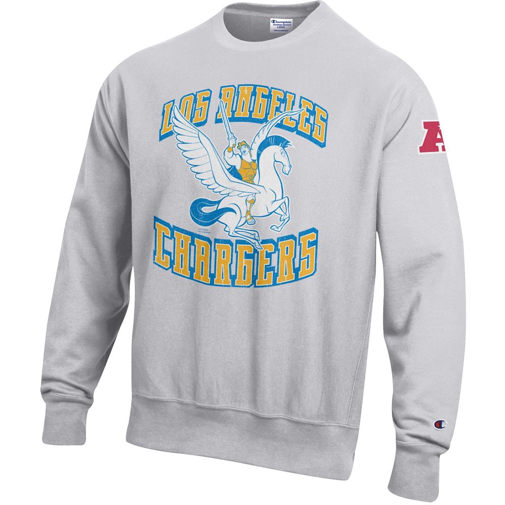 Hercules and Pegasus &ndash; Los Angeles Chargers Pullover Sweatshirt for Adults &ndash; Disney | Champion NFL