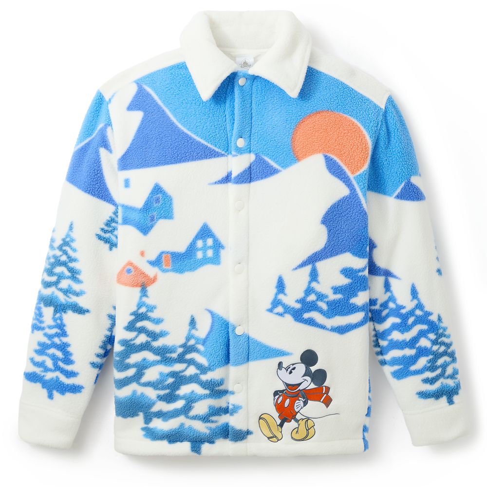 Mickey Mouse and Friends Winter Scenic Polar Fleece Shacket for Adults Official shopDisney