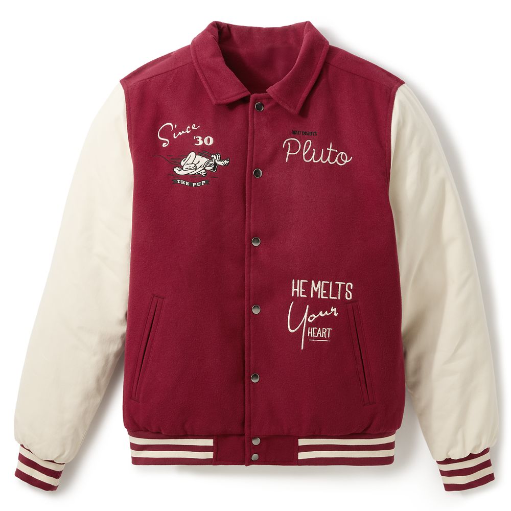 Pluto Varsity Jacket for Men by Our Universe 95th Anniversary Exclusive Official shopDisney