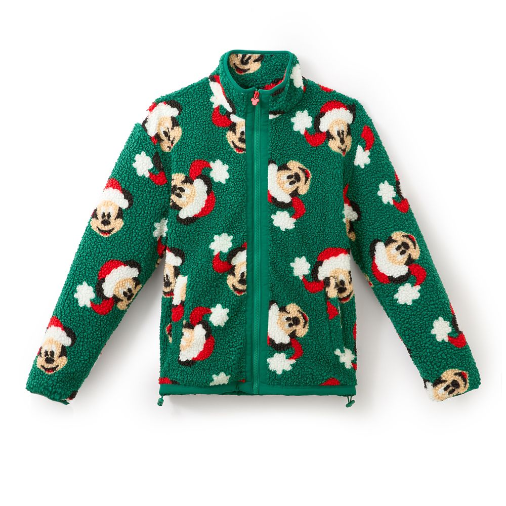 Santa Mickey Mouse Faux Shearling Zip Jacket for Adults