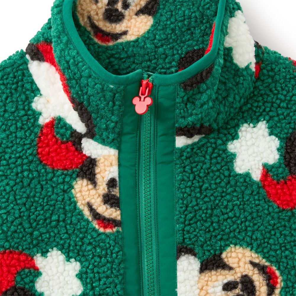Santa Mickey Mouse Faux Shearling Zip Jacket for Adults