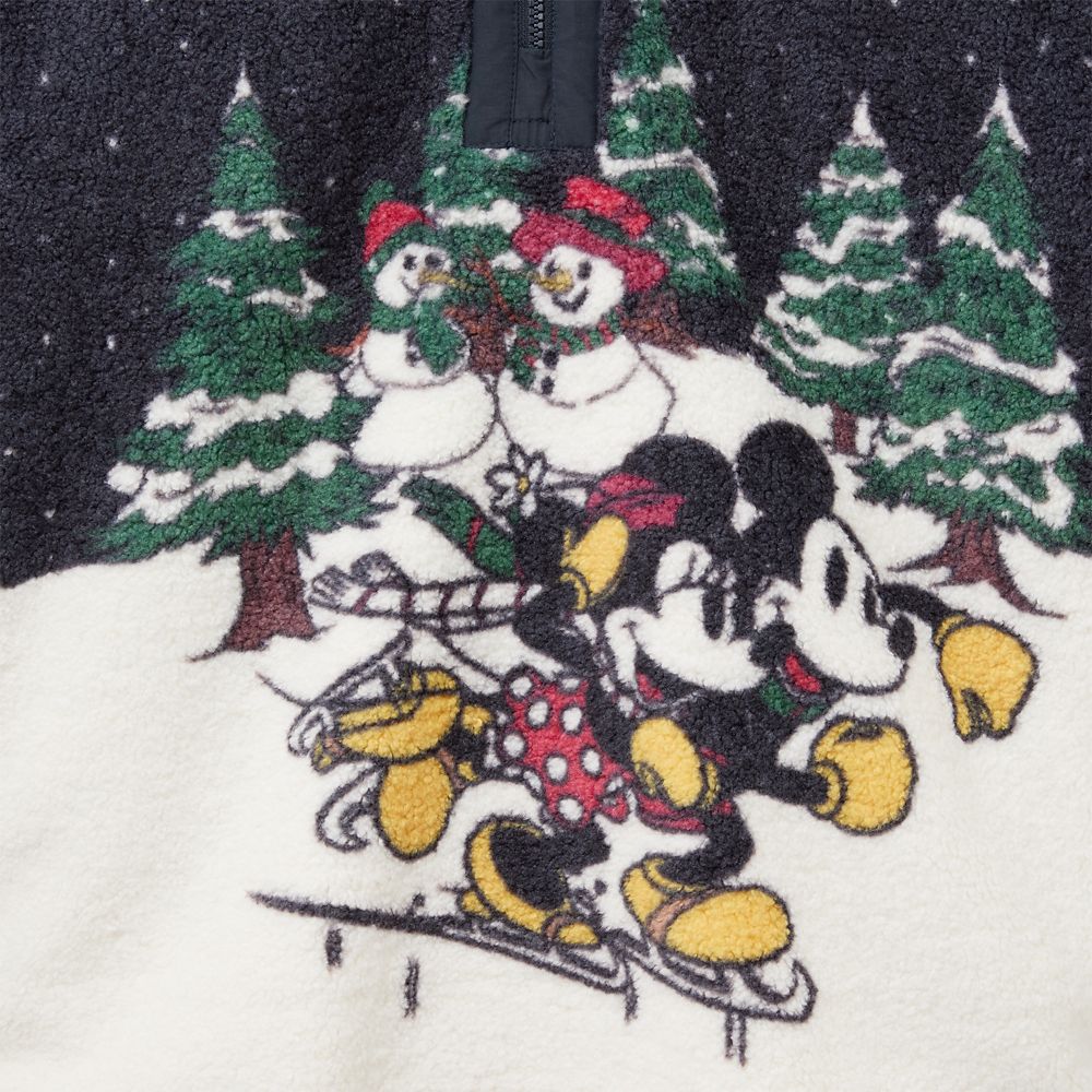 Mickey and Minnie Mouse Faux Shearling Holiday 1/4 Zip Jacket for Adults
