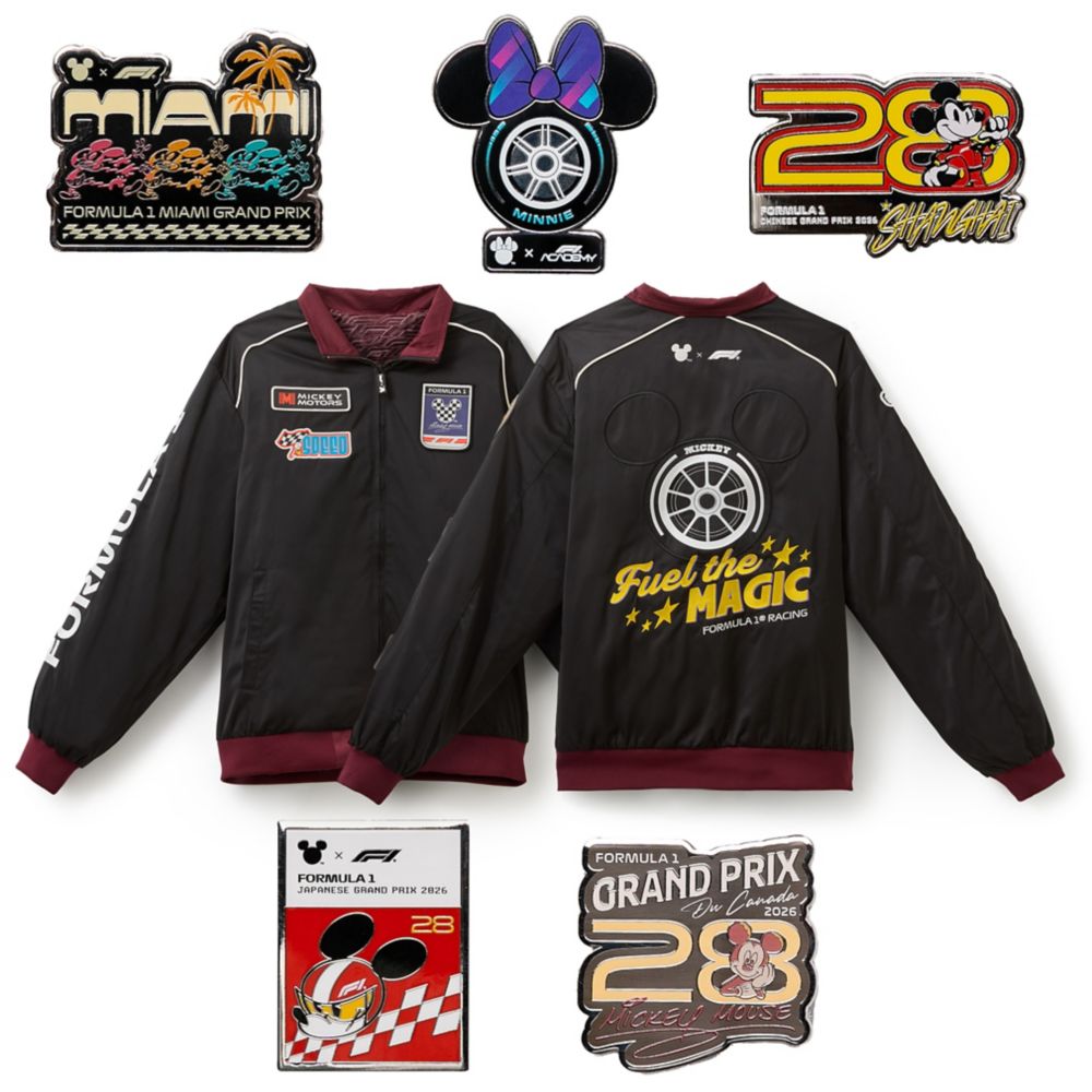 Disney x Formula 1&reg; Core Race Mickey Mouse Zip Jacket for Adults and Pins Set &ndash; D23: The Ultimate Disney Fan Event