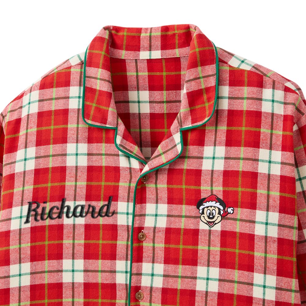 Santa Mickey Mouse Plaid Holiday Sleep Set for Men &ndash; Personalized