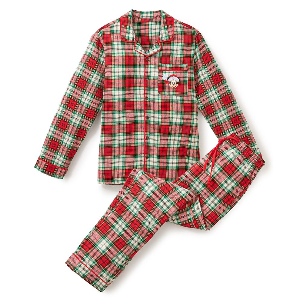Santa Mickey Mouse Plaid Holiday Sleep Set for Adults