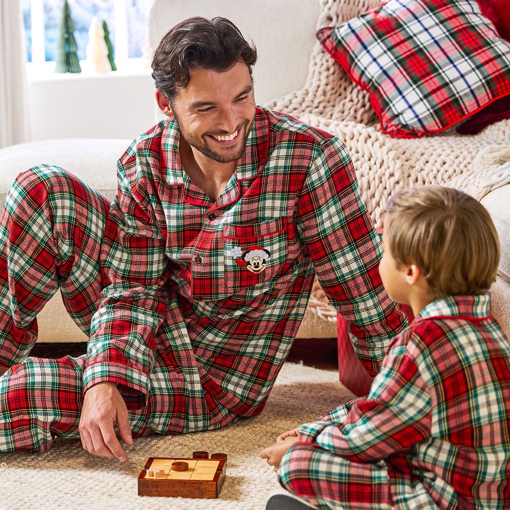 Santa Mickey Mouse Plaid Holiday Sleep Set for Adults