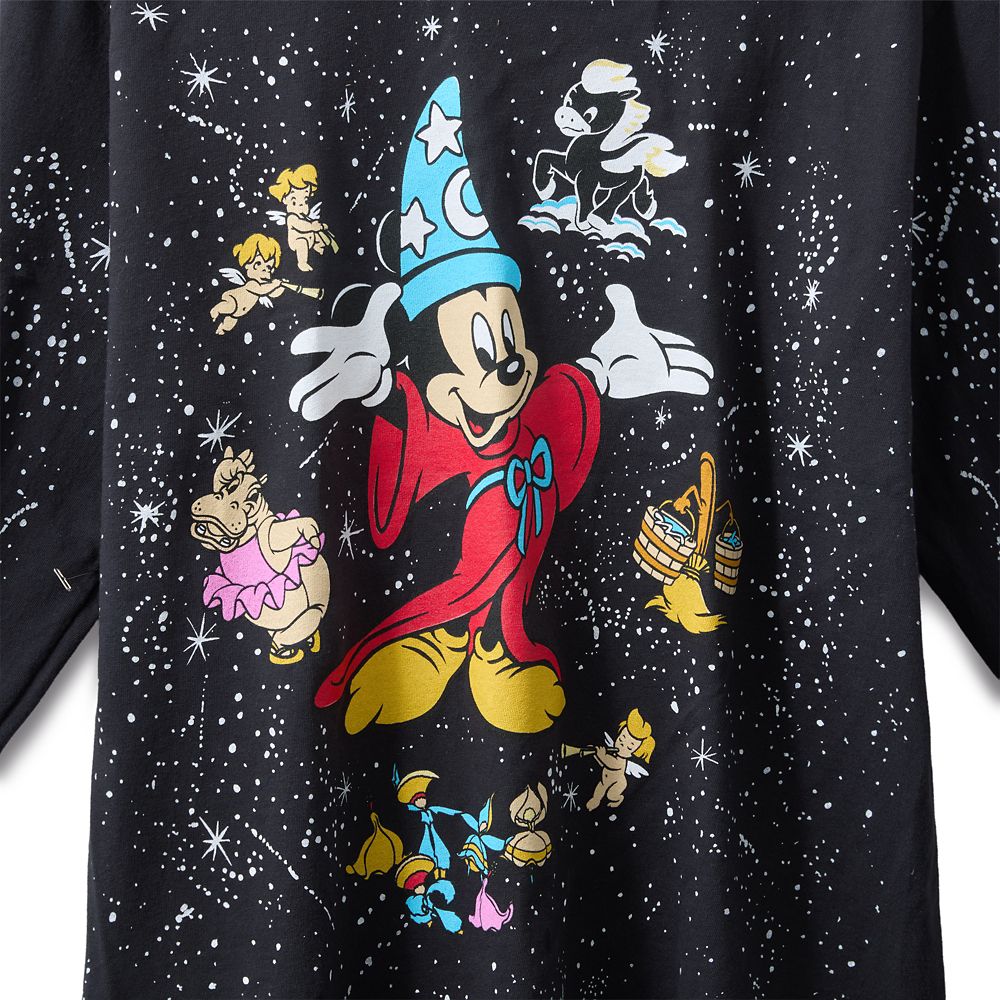 Sorcerer's Apprentice Mickey Disney | Bobby Kim Long Sleeve T-Shirt for Adults &ndash; Fantasia &ndash; Black &ndash; Limited Time Release