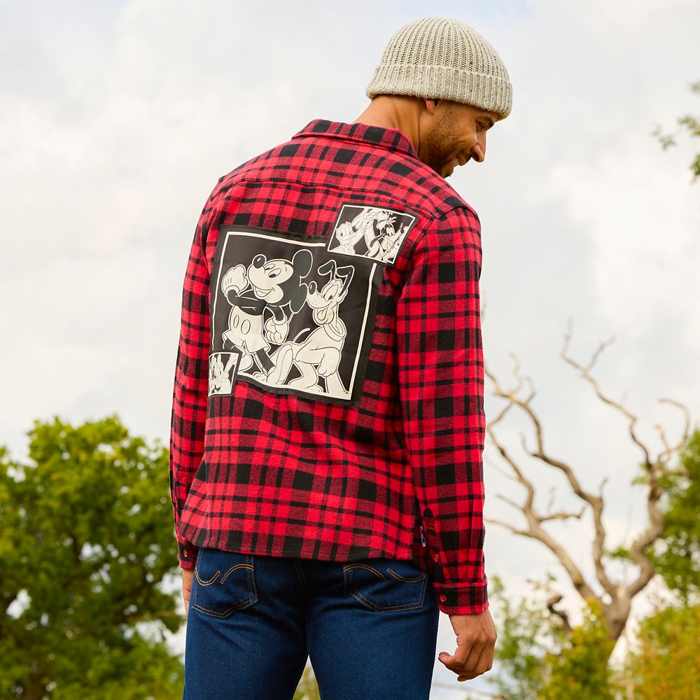 Mickey Mouse and Friends Plaid Flannel Shirt for Men