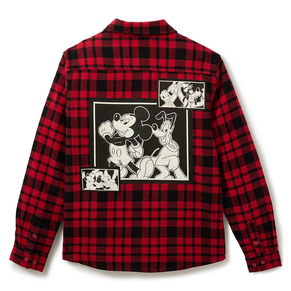Mickey Mouse and Friends Plaid Flannel Shirt for Men