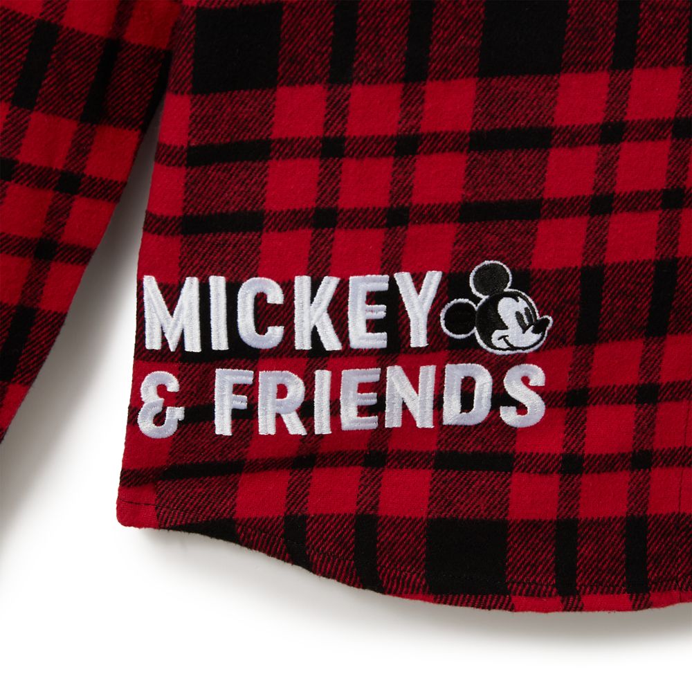 Mickey Mouse and Friends Plaid Flannel Shirt for Men