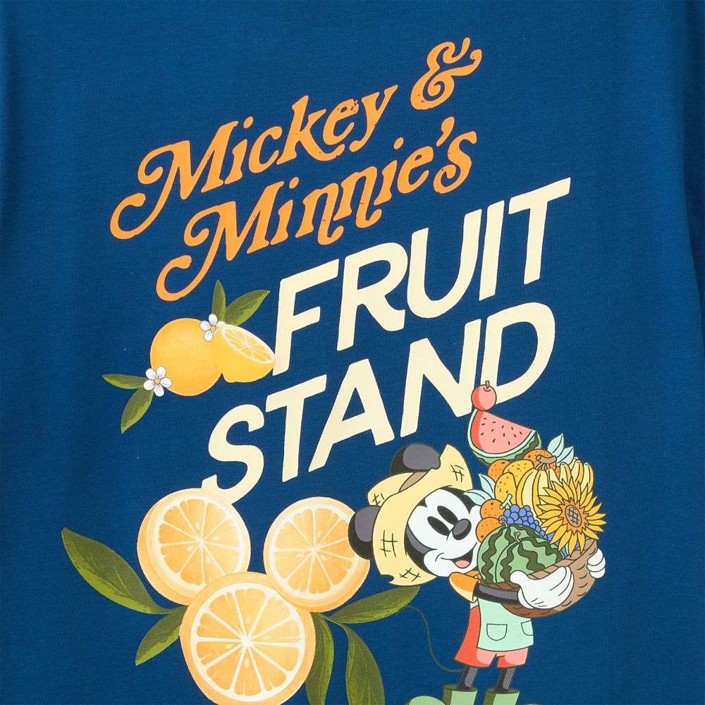 Mickey and Minnie Mouse Fruit Stand T-Shirt for Adults