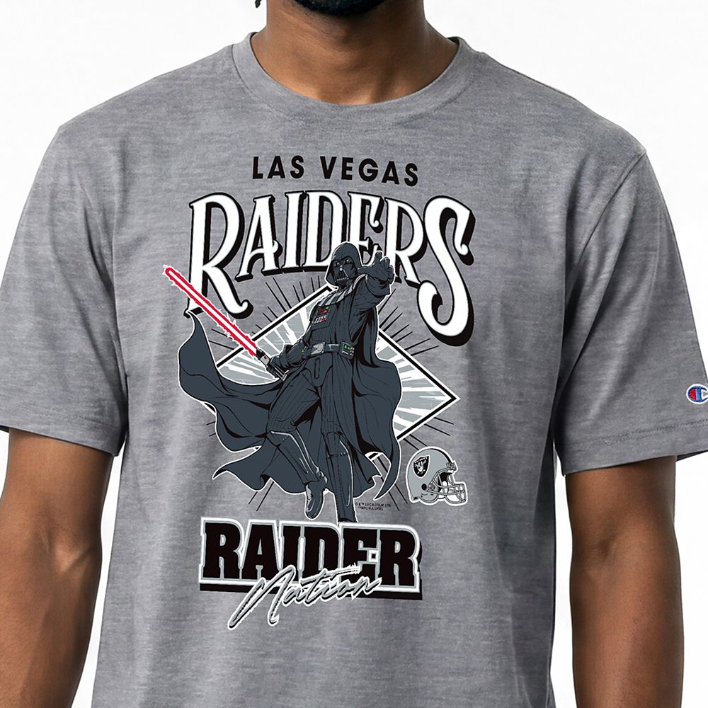 Darth Vader &ndash; Las Vegas Raiders T-Shirt for Adults &ndash; Gray &ndash; Disney | Champion NFL
