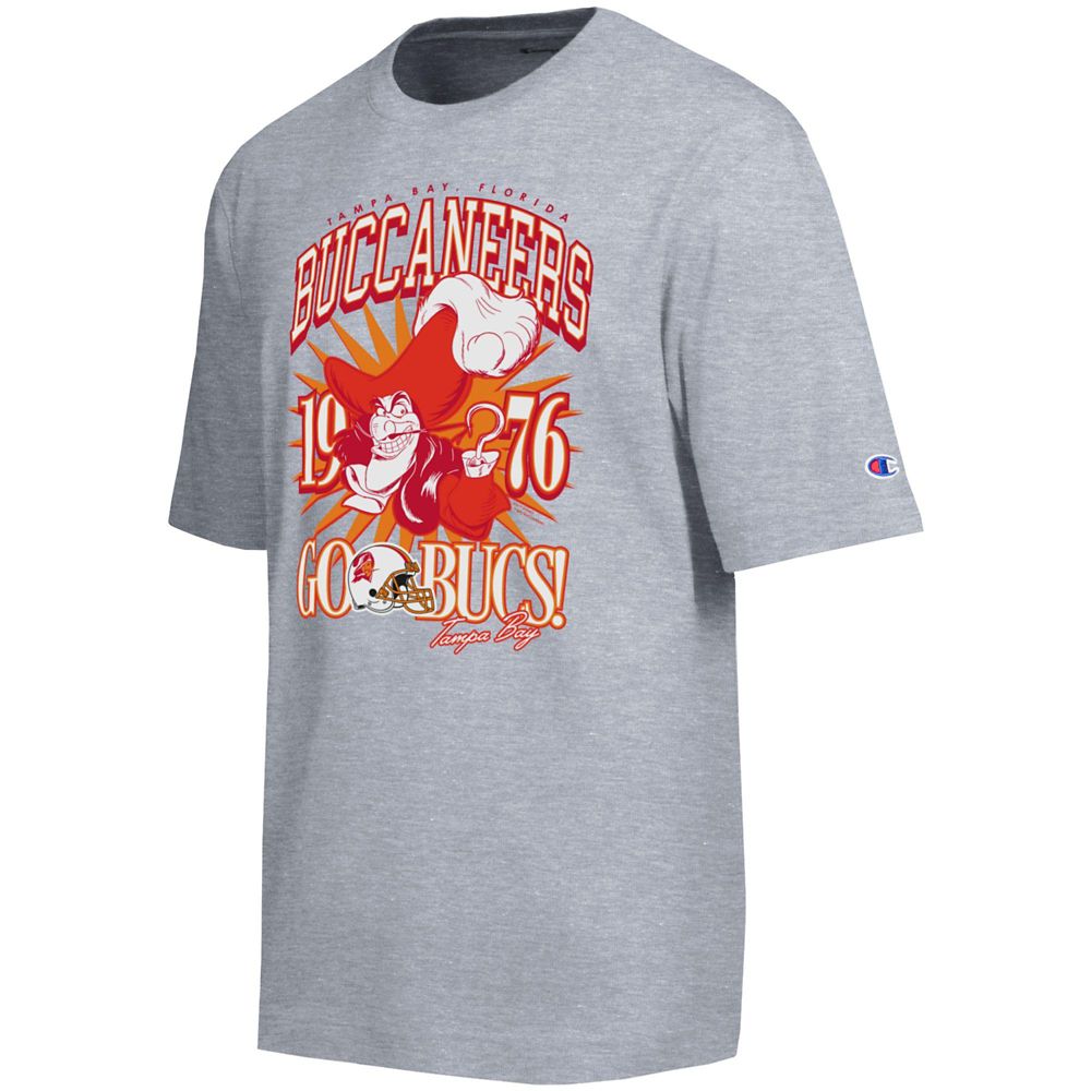 Captain Hook &ndash; Tampa Bay Buccaneers T-Shirt for Adults &ndash; Gray &ndash; Disney | Champion NFL