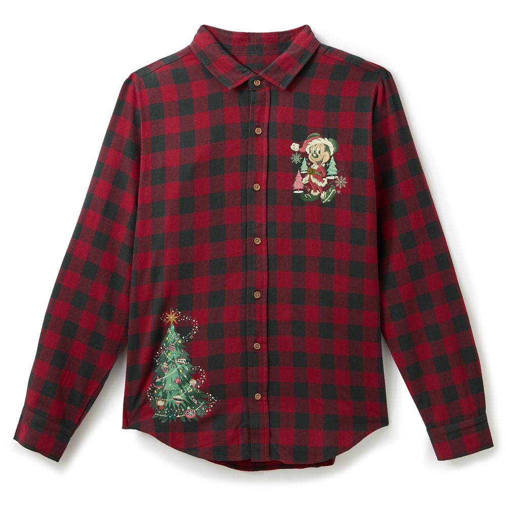 Santa Mickey Mouse Holiday Plaid Shirt for Adults by Our Universe Official shopDisney
