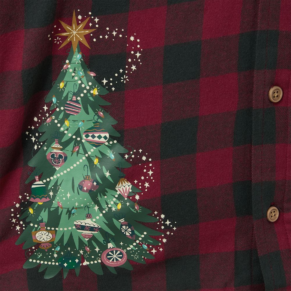 Santa Mickey Mouse Holiday Plaid Shirt for Adults by Our Universe