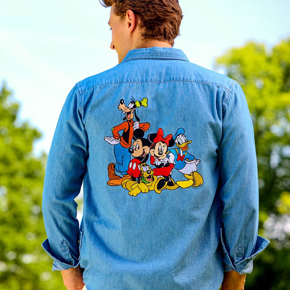 デニムシャツ ミッキーマウス DISNEY ミッキー刺繍 デニムシャツ