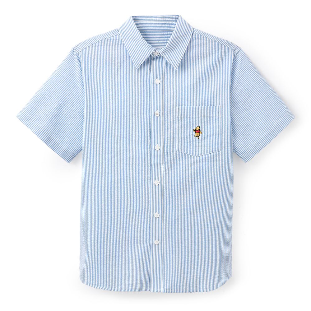 Winnie the Pooh Striped Seersucker Button Down Shirt for Men