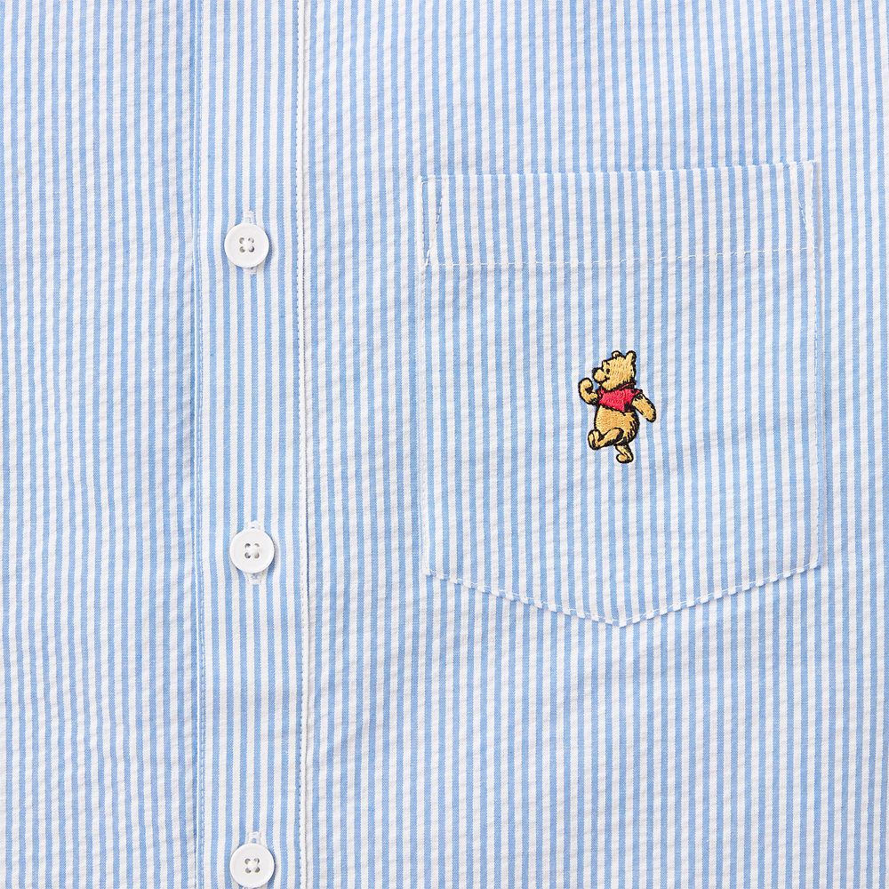 Winnie the Pooh Striped Seersucker Button Down Shirt for Men