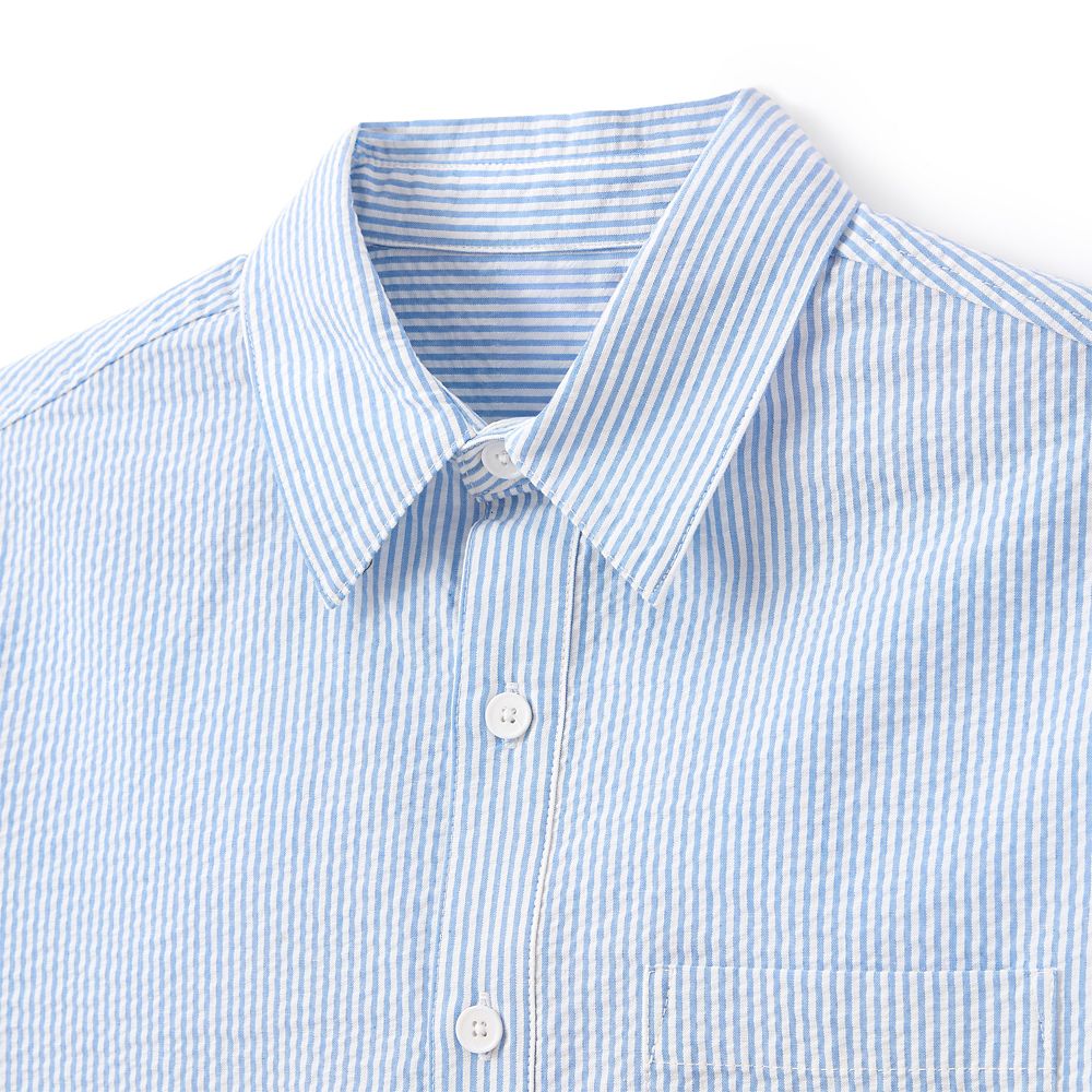 Winnie the Pooh Striped Seersucker Button Down Shirt for Men