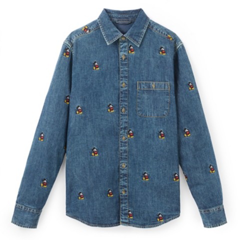Мужские рубашки Disney Mickey Mouse Denim Shirt for Men
