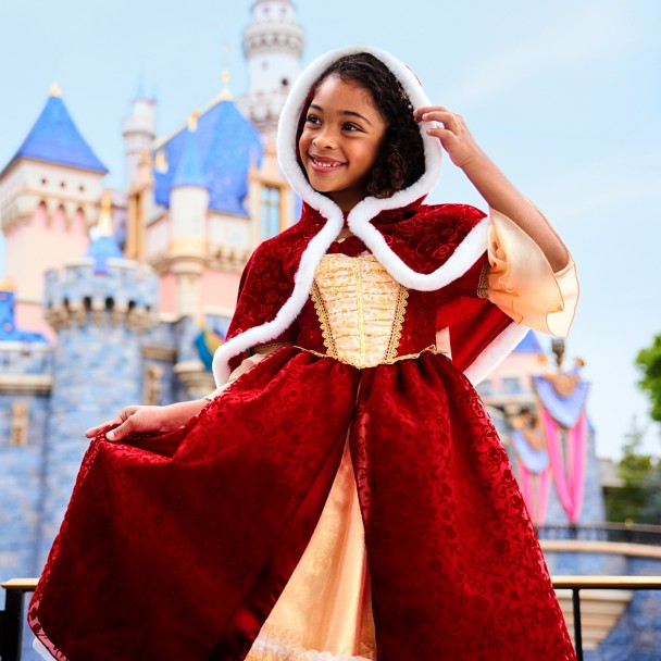 disney christmas dress Princess Toddler Girl's Holiday Tulle Satin NightGown Gown 4T Featuring an allover glitter polka dot pattern and a Santa Disney World Belle Enchanted Christmas