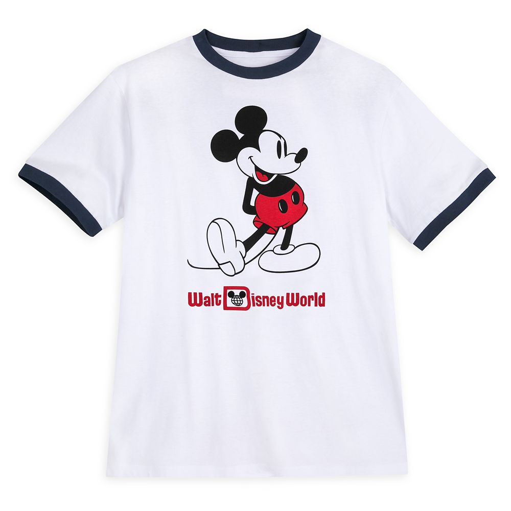 Disney Parks Walt Disney World Gold White Mickey V-Neck T-Shirt popular White Large NEW