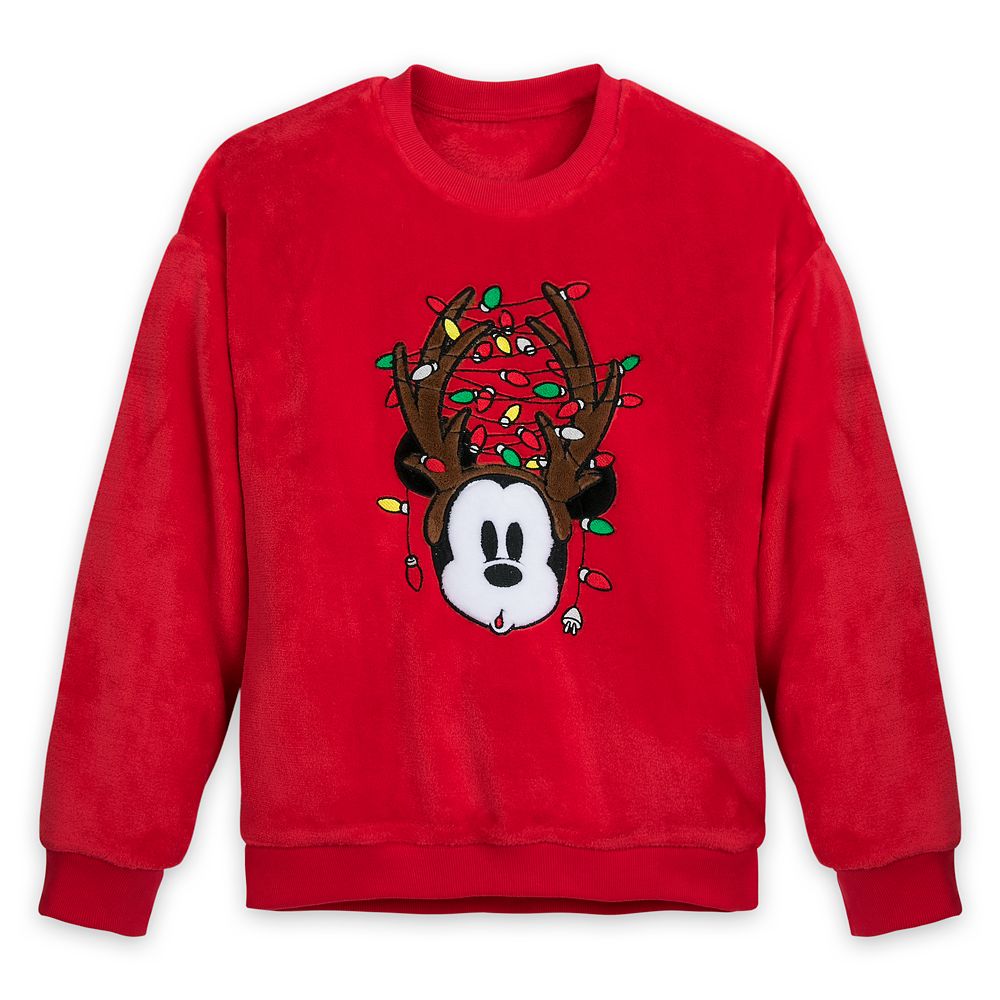 Mickey Mouse Reindeer Antlers Fuzzy Pullover Top for Women Disney Store