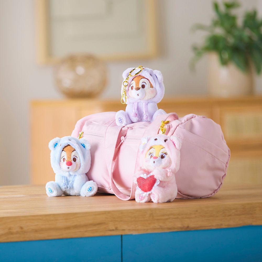 Chip in Bear Suit Plush Keychain Bag Charm &ndash; 5'' &ndash; Disney Store Japan