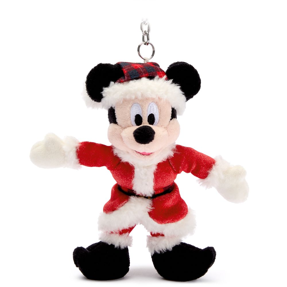 Santa Mickey Mouse Plush Keychain Bag Charm