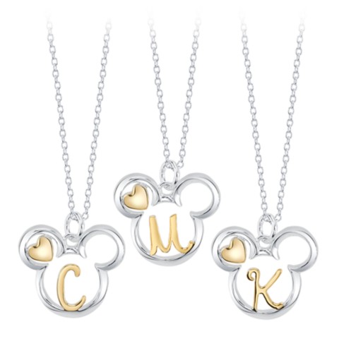 Disney Mickey Mouse Icon with Initial Necklace