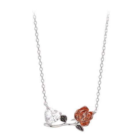 Disney Enchanted Rose and Heart Necklace – Beauty and the Beast